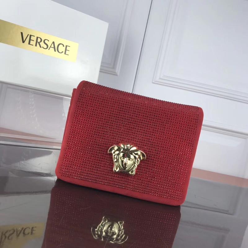 Versace Chain Handbags DBFG560 suede full diamond red